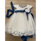 Šaty bílé s modrou stuhou v pase