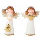 Anděl v bílých pletených šatech 13 cm