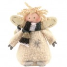 Anděl krémový 9 cm s kudrnatými vlásky