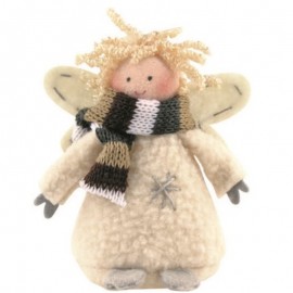 Anděl krémový 9 cm s kudrnatými vlásky