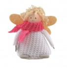 Anděl bílé pletené šaty 8 cm s kudrnatými vlásky