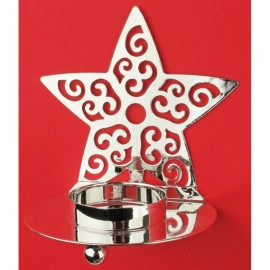 Kovový svícen stříbrná hvězda 9 cm na čajovou svíčku