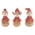 Sněhulák z juty v čepici 15 cm