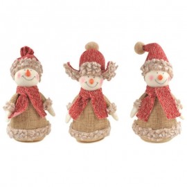 Sněhulák z juty v čepici 15 cm