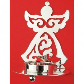 Kovový svícen stříbrný anděl 11 cm na čajovou svíčku