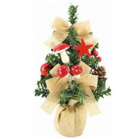 Stromek zdobený s přírodní jutovou mašlí 20 cm