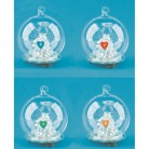 Koule skleněná s andělem svítící LED, 6cm