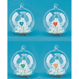 Koule skleněná s andělem svítící LED, 6cm