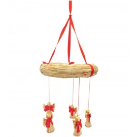 Slaměný závěs 26 cm s andílky