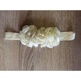 Čelenka pro miminka větší s květy světlá béžová