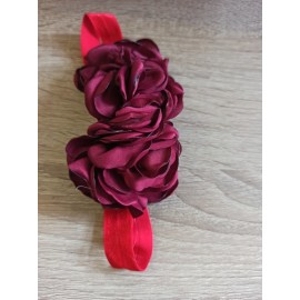 Čelenka pro miminka větší s květy bordó