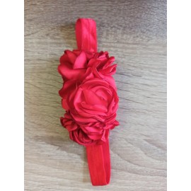 Čelenka pro miminka větší s květy červená