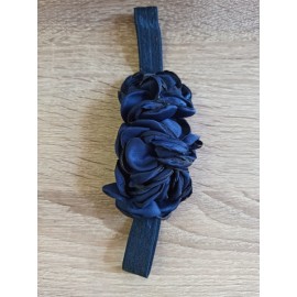 Čelenka pro miminka větší s květy tmavě modrá