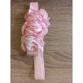 Čelenka pro miminka větší s květy růžová