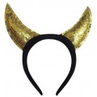 Čertovské rohy na čelence třpytivé, zlaté