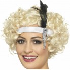 Čelenka charleston - bílý satén