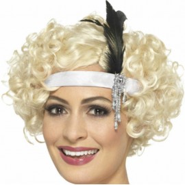 Čelenka charleston - bílý satén