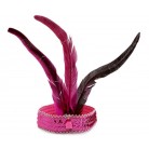 Karnevalová čelenka flitrová s peřím retro ostrá růžová