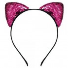 Čelenka s kočičími oušky a s flitry růžová