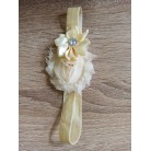 Čelenka pro miminka květy světlá béžová