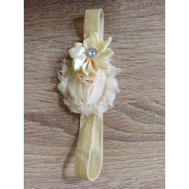 Čelenka pro miminka květy světlá béžová