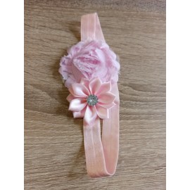 Čelenka pro miminka květy světle růžová