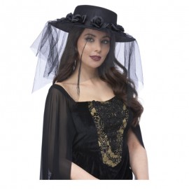 Klobouk se závojem - černý