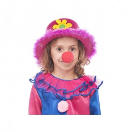 Klaunský klobouk s květinkou růžový