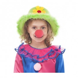 Klaunský klobouk s květinkou zelený