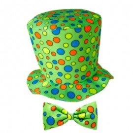 Klaunský klobouk a motýlek zelený