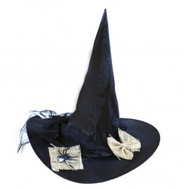 Klobouk čarodějnický s pavoukem a mašlí pro dospělé