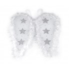 Andělská křídla s peřím a glitrovými hvězdami