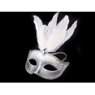 Karnevalová maska GLITRY s peřím bílá