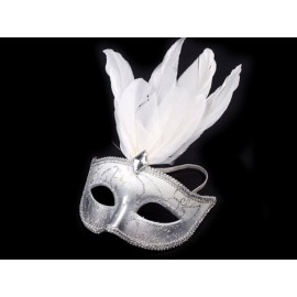 Karnevalová maska GLITRY s peřím bílá