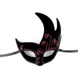 Karnevalová maska - škraboška semišová s glitry červená