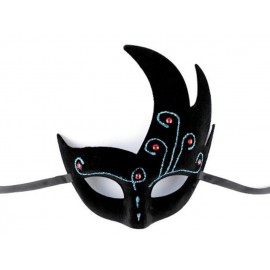Karnevalová maska - škraboška semišová s glitry modrá