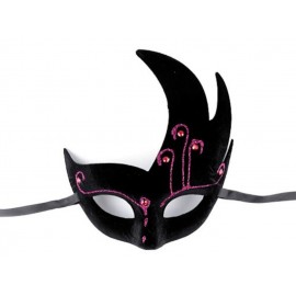 Karnevalová maska - škraboška semišová s glitry fialová