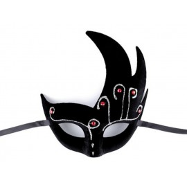 Karnevalová maska - škraboška semišová s glitry stříbrná