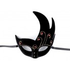 Karnevalová maska - škraboška semišová s glitry zlatá