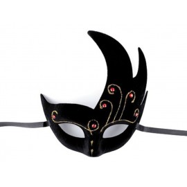 Karnevalová maska - škraboška semišová s glitry zlatá