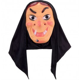 Maska čarodějnice s kapucí hnědé vlasy