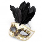 Karnevalová maska GLITRY s peřím černá