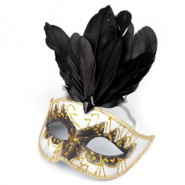 Karnevalová maska GLITRY s peřím černá
