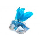 Karnevalová maska GLITRY s peřím azuro