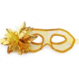 Karnevalová maska - škraboška s květem zlatá