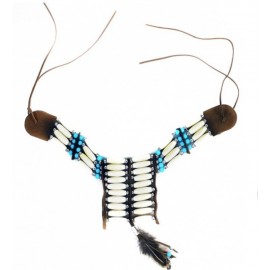 Indiánský náhrdelník s korálky a pírkem