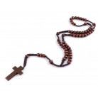 Růženec dřevěný na drhaných šňůrkách hnědý