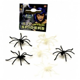 6 plastových pavoučků, s háčkem, černé + svítící