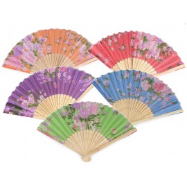 Vějíř textilní s květy