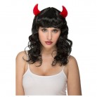 Paruka Čertice černá s červenýma rohama